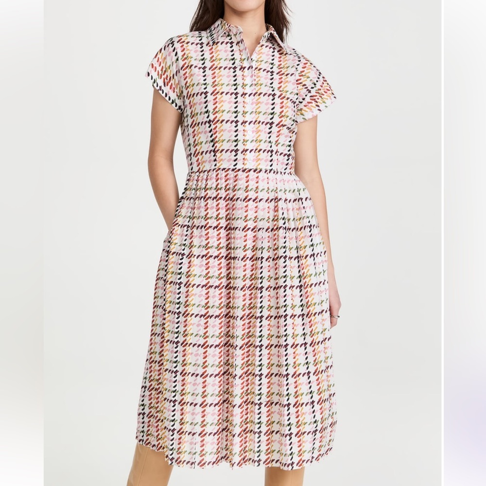 NWT Adam Lippes Pleated Dress in Printed Cotton Voile - 10
